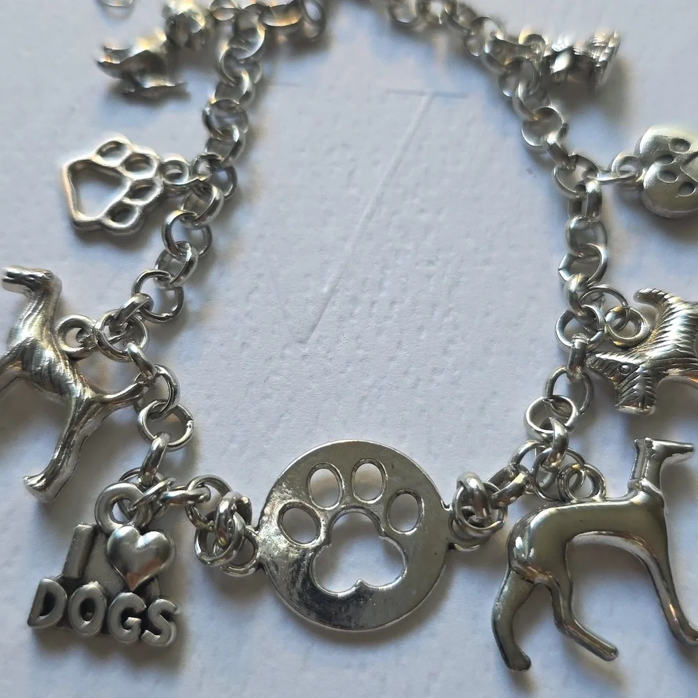 Silver Dog Charm Bracelet